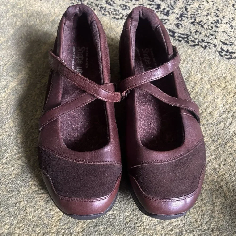 Skechers Shape Ups Mary Jane Shoes Womens Sz 10 Brown Leather Walking Comfort - Picture 16 of 16